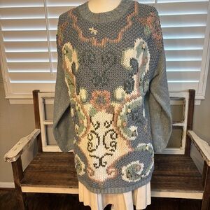 Classic Elements Womens Sweater Slouchy Hand Knitted‎ Cottagecore Grandma Medium